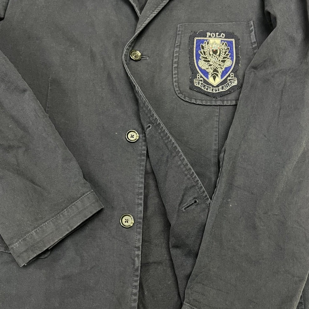 Polo Ralph Lauren Blazer Mens M Navy Blue Crest Patch Cotton Twill Sport Coat - Picture 2 of 8